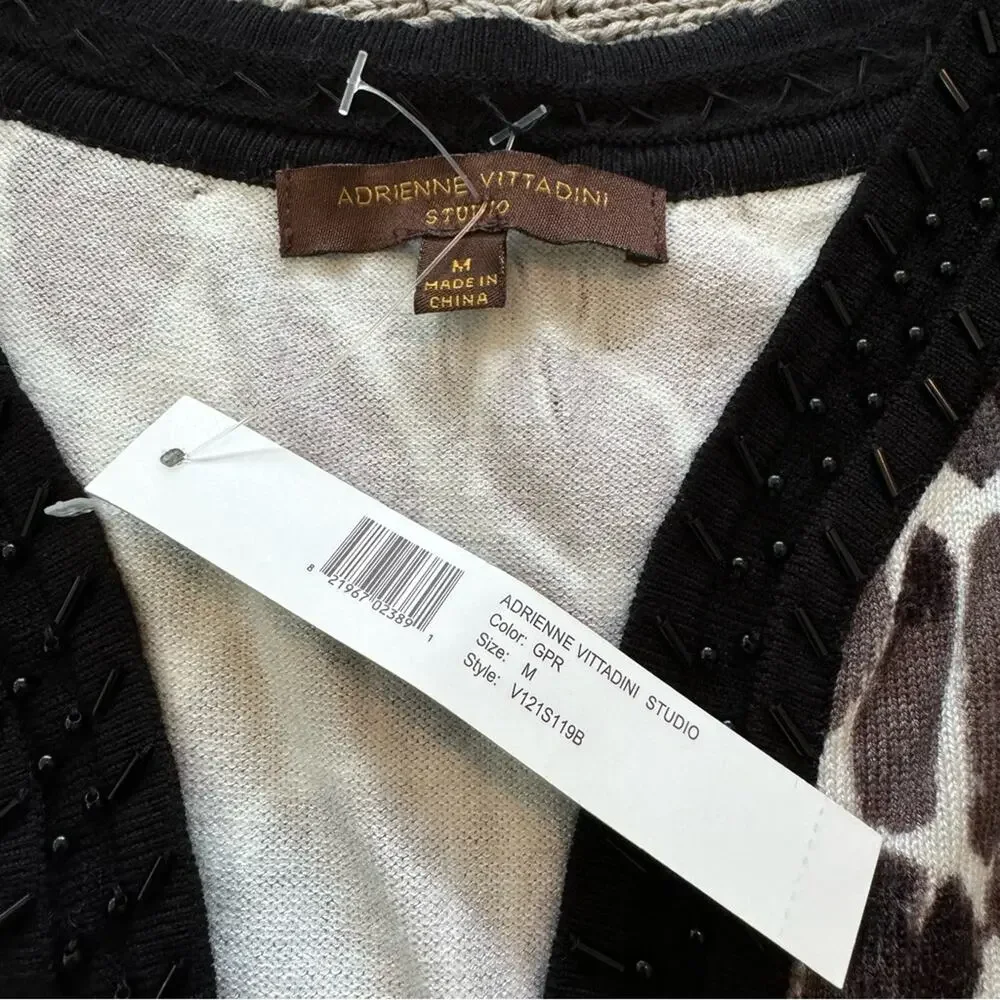 NWT Adrienne Vittadini Animal Print V Neck MIDI Dress ~ Medium